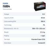 Car battery Fulmen FA954 12V 95Ah 800A – technical data
