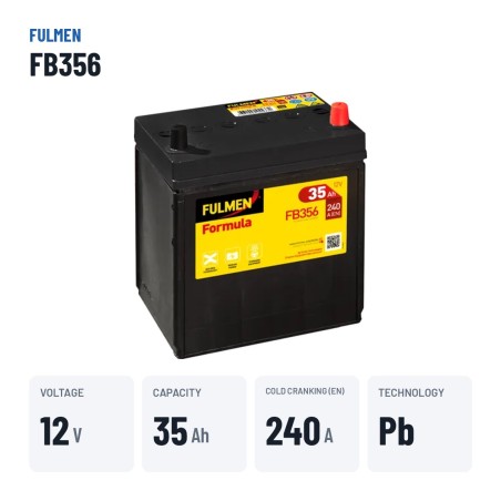 Batterie voiture Fulmen FB356 12V 35Ah 240A – caractéristiques clés