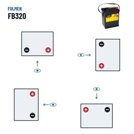 Batería de coche Fulmen FB320 12V 32Ah 270A – polaridad (esquema 0, + derecha)