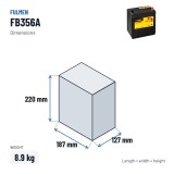 Car battery Fulmen FB356A 12V 35Ah 240A – dimensions 187 × 127 × 220 mm