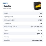 Car battery Fulmen FB356A 12V 35Ah 240A – technical data