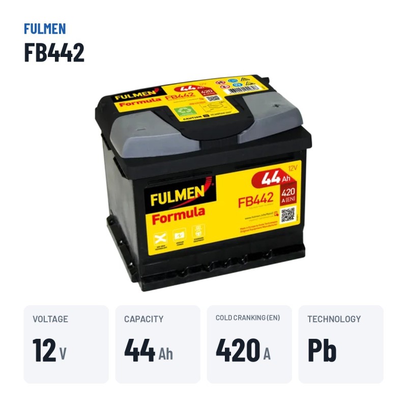 Autobatterie Fulmen FB442 12V 44Ah 420A – wichtigste Daten