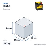 Batterie voiture Fulmen FB440 12V 44Ah 400A – dimensions 175 × 175 × 190 mm