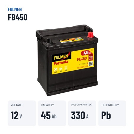 Car battery Fulmen FB450 12V 45Ah 330A | baterias.com
