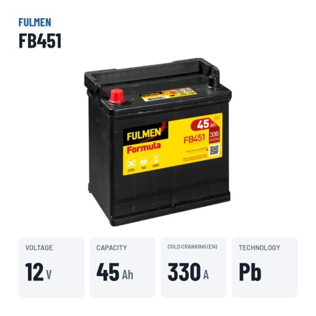 Batería de coche Fulmen FB451 12V 45Ah 330A – datos clave
