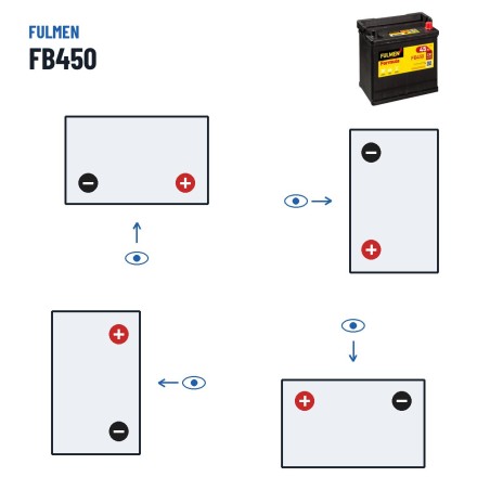 Car battery Fulmen FB450 12V 45Ah 330A | baterias.com