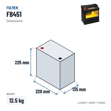 Autobatterie Fulmen FB451 12V 45Ah 330A | baterias.com