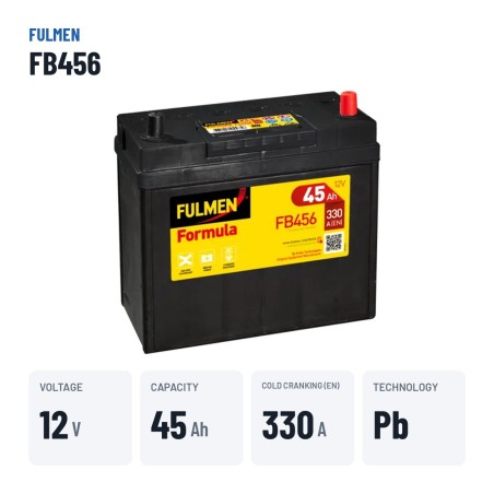 Car battery Fulmen FB456 12V 45Ah 330A | baterias.com
