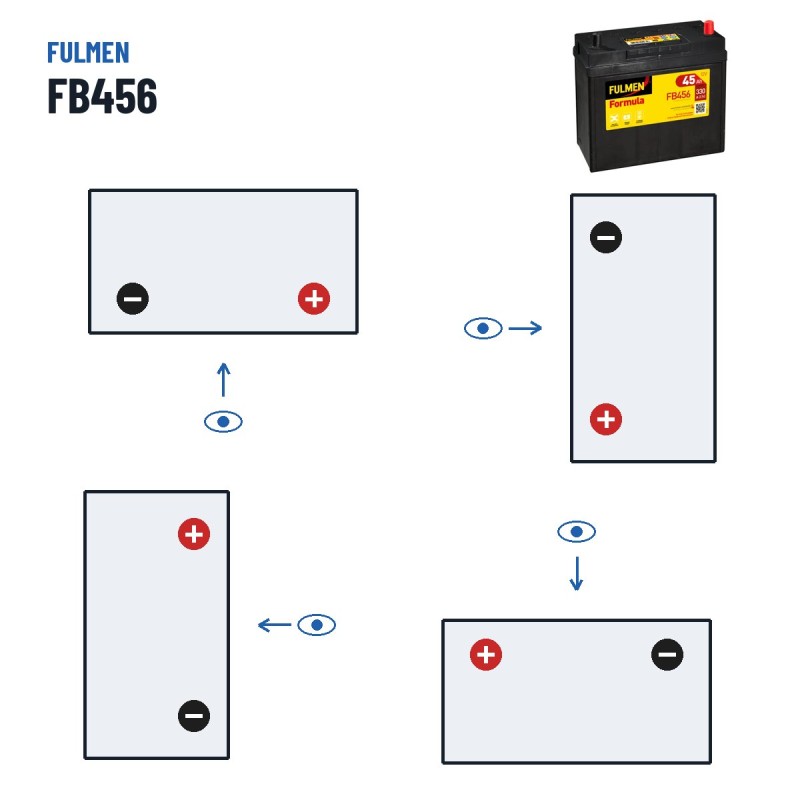 Car battery Fulmen FB456 12V 45Ah 330A | baterias.com