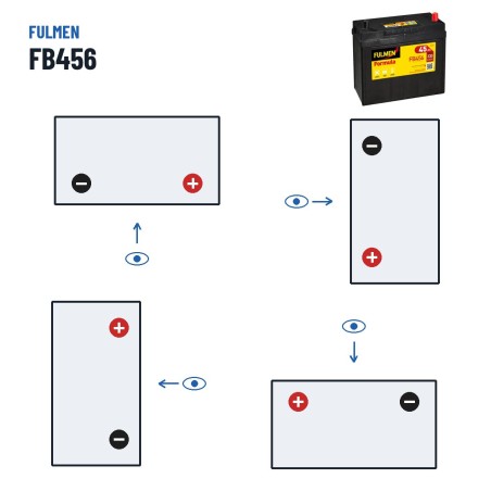 Car battery Fulmen FB456 12V 45Ah 330A | baterias.com