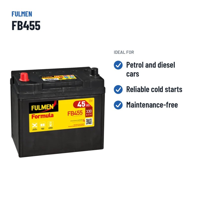 Batería de coche Fulmen FB455 12V 45Ah 330A – usos recomendados