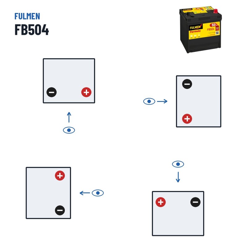 Batería de coche Fulmen FB504 12V 50Ah 360A – polaridad (esquema 0, + derecha)