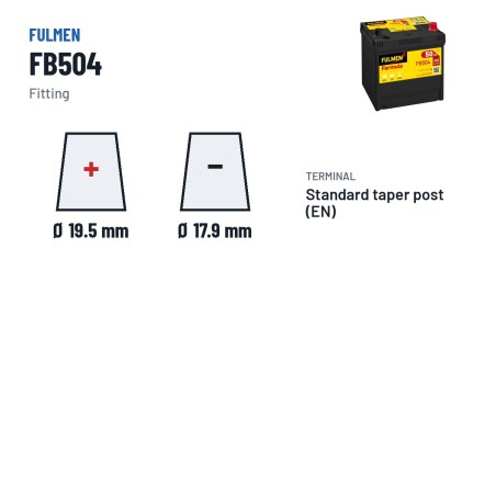 Batterie voiture Fulmen FB504 12V 50Ah 360A – bornes et fixation