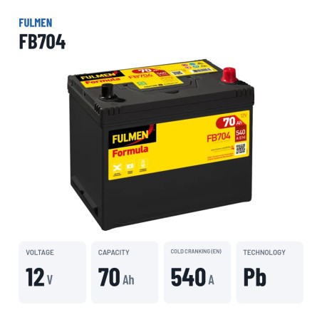 Batterie voiture Fulmen FB704 12V 70Ah 540A – caractéristiques clés
