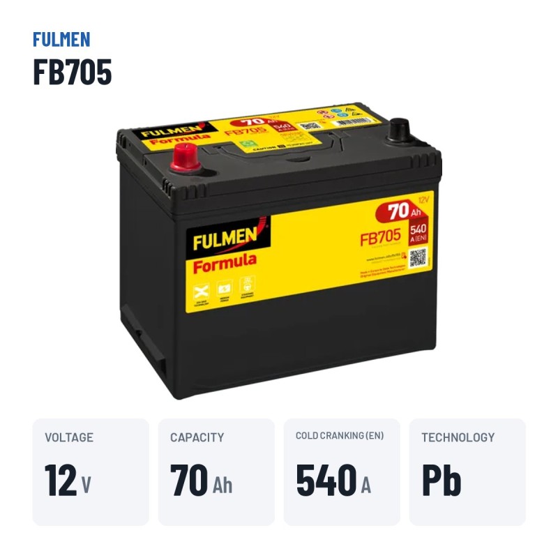 Batteria auto Fulmen FB705 12V 70Ah 540A – dati principali