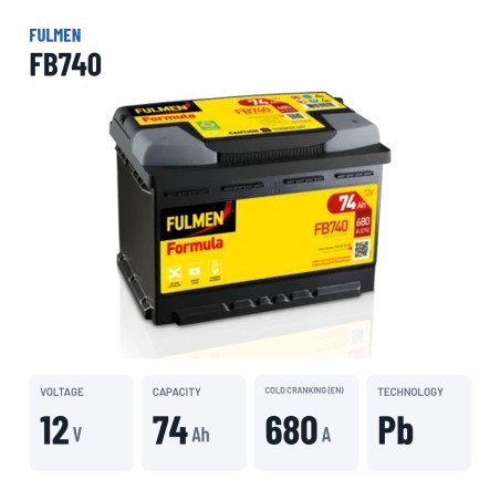 Autobatterie Fulmen FB740 12V 74Ah 680A – wichtigste Daten