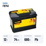 Batteria auto Fulmen FB741 12V 74Ah 680A | baterias.com