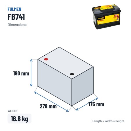 Batteria auto Fulmen FB741 12V 74Ah 680A | baterias.com