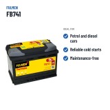 Batteria auto Fulmen FB741 12V 74Ah 680A | baterias.com