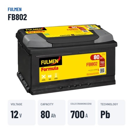 Autobatterie Fulmen FB802 12V 80Ah 700A – wichtigste Daten