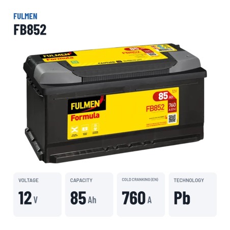Autobatterie Fulmen FB852 12V 85Ah 760A – wichtigste Daten
