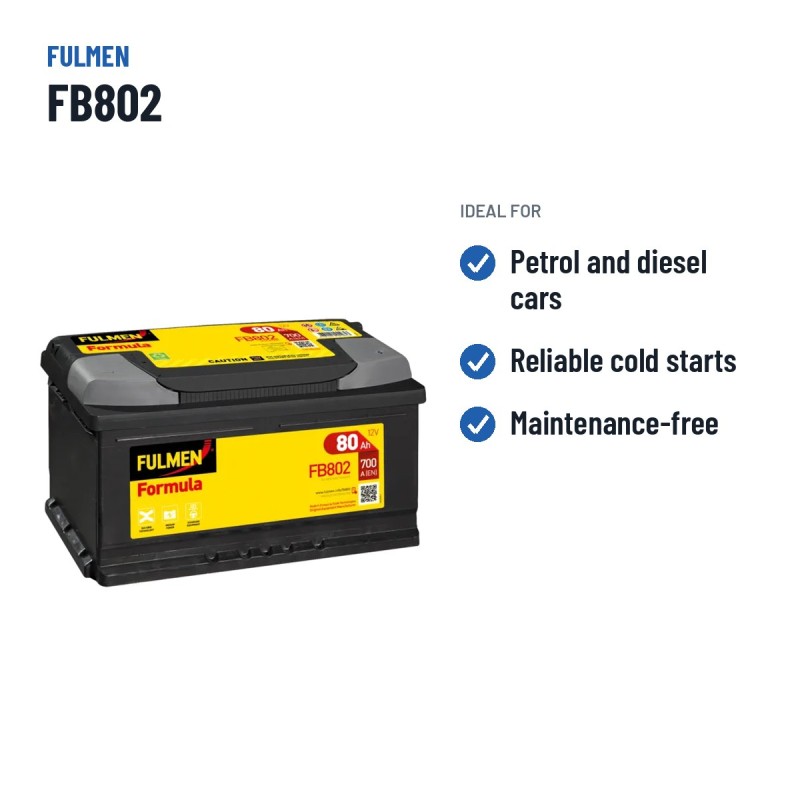 Autobatterie Fulmen FB802 12V 80Ah 700A – empfohlene Einsatzbereiche