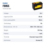 Car battery Fulmen FB955 12V 95Ah 760A – technical data
