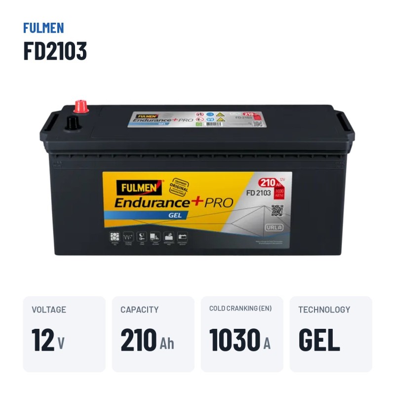 Batería de camión Fulmen FD2103 12V 210Ah 1030A GEL – datos clave