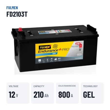Batteria camion Fulmen FD2103T 12V 210Ah 800A GEL – dati principali