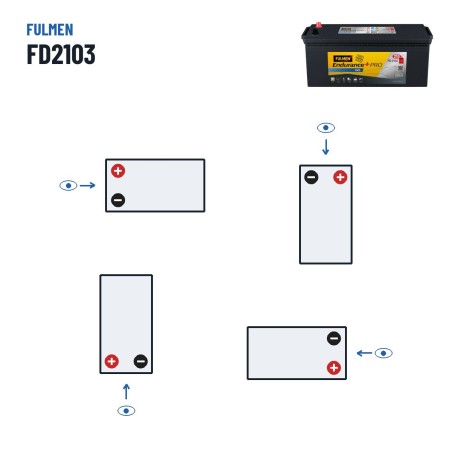 Batteria camion Fulmen FD2103 12V 210Ah 1030A GEL – polarità (schema 3)