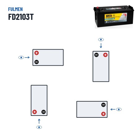 Batteria camion Fulmen FD2103T 12V 210Ah 800A GEL – polarità (schema 3)