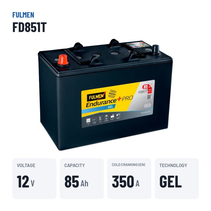 Truck battery Fulmen FD851T 12V 85Ah 350A GEL – key specs