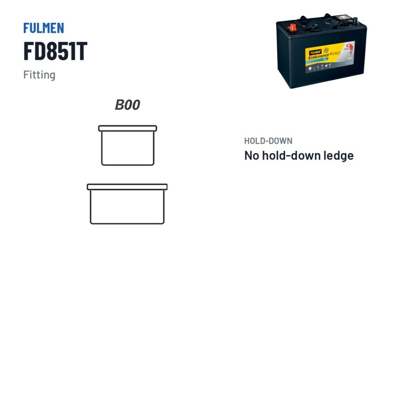 Truck battery Fulmen FD851T 12V 85Ah 350A GEL – terminal and hold-down
