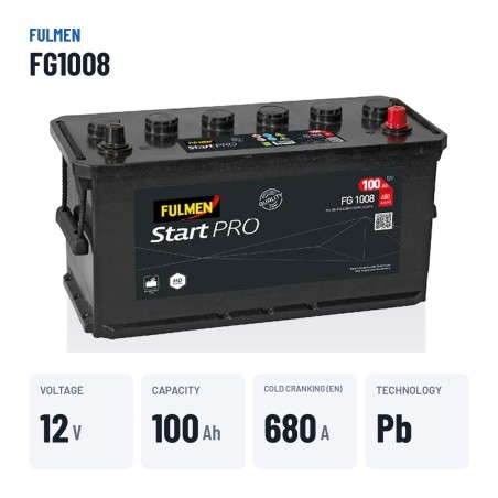 Batteria camion Fulmen FG1008 12V 100Ah 680A – dati principali