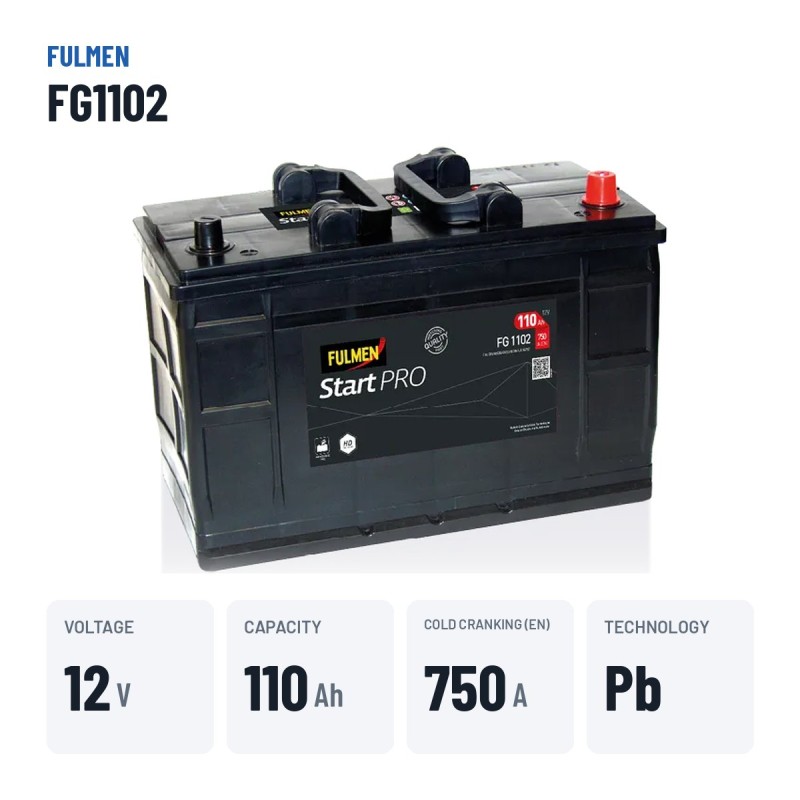 Batteria camion Fulmen FG1102 12V 110Ah 750A – dati principali