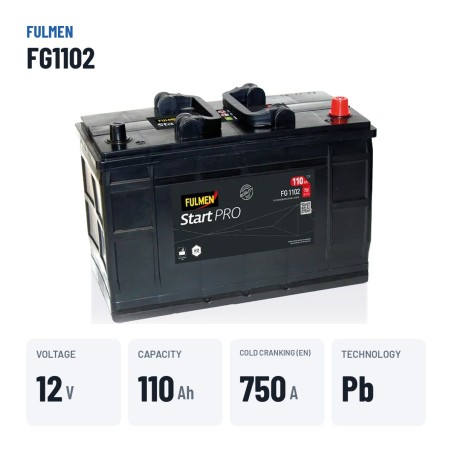 Batteria camion Fulmen FG1102 12V 110Ah 750A – dati principali