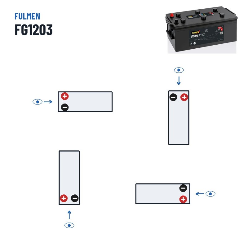 Truck battery Fulmen FG1203 12V 120Ah 680A – polarity (layout 3)