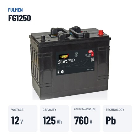 Batteria camion Fulmen FG1250 12V 125Ah 760A – dati principali