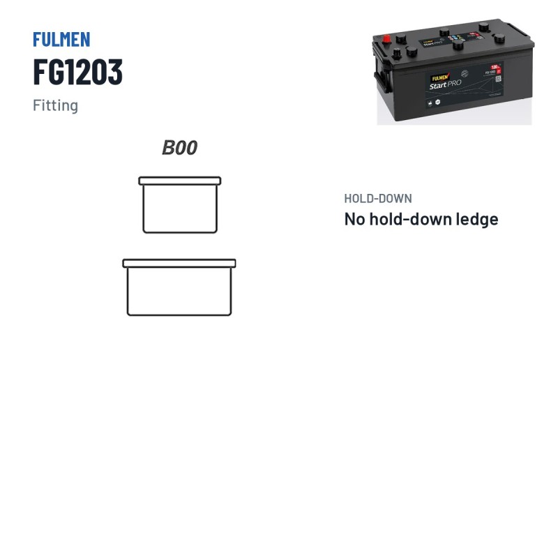 Batteria camion Fulmen FG1203 12V 120Ah 680A – terminali e fissaggio