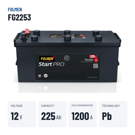 Truck battery Fulmen FG2253 12V 225Ah 1200A – key specs
