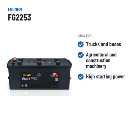 Truck battery Fulmen FG2253 12V 225Ah 1200A – recommended uses