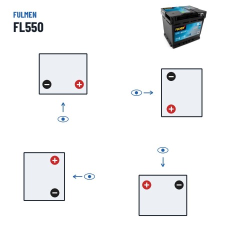 Batería Start-Stop Fulmen FL550 12V 55Ah 540A EFB | baterias.com