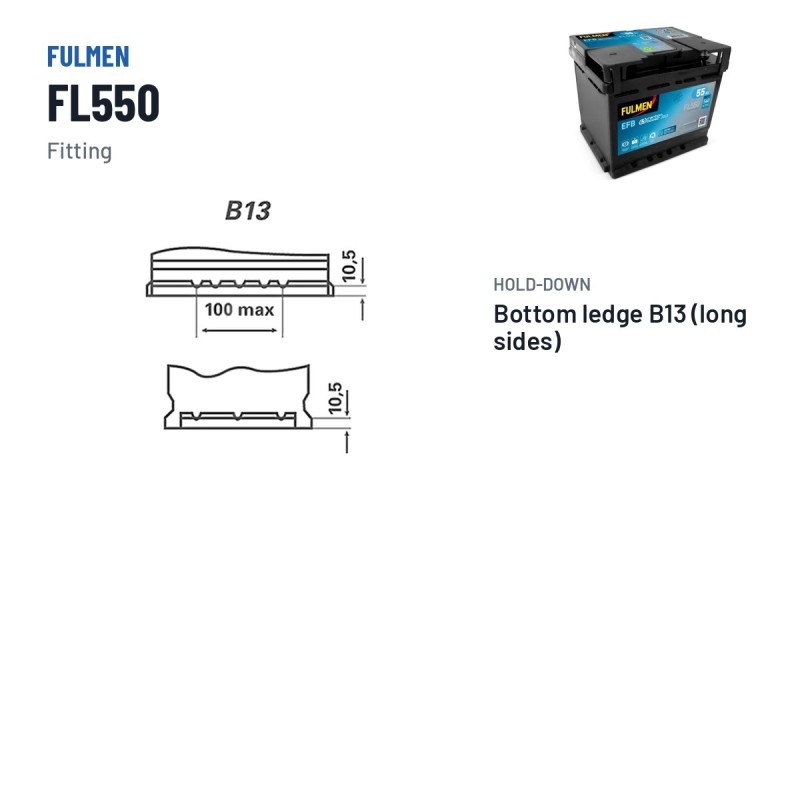 Batería Start-Stop Fulmen FL550 12V 55Ah 540A EFB | baterias.com