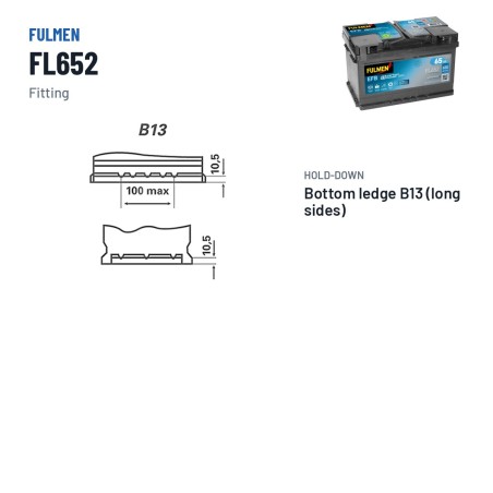 Start-Stop battery Fulmen FL652 12V 65Ah 650A EFB | baterias.com