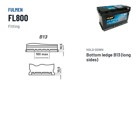 Start-Stopp-Batterie Fulmen FL800 12V 80Ah 800A EFB