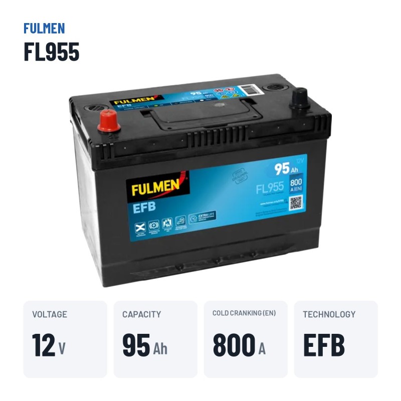 Batteria Start-Stop Fulmen FL955 12V 95Ah 800A EFB | baterias.com