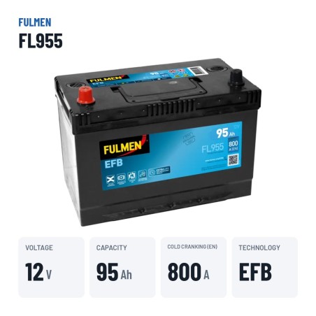 Batteria Start-Stop Fulmen FL955 12V 95Ah 800A EFB | baterias.com
