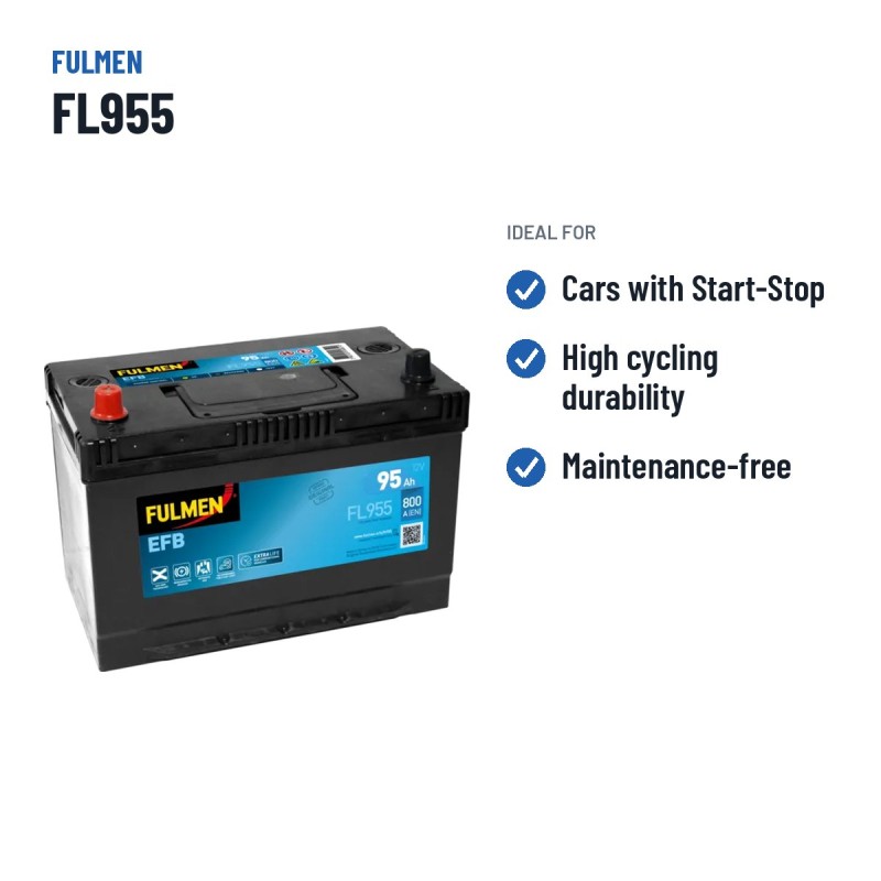 Batteria Start-Stop Fulmen FL955 12V 95Ah 800A EFB | baterias.com