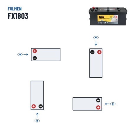 Batteria camion Fulmen FX1803 12V 180Ah 1000A EFB – polarità (schema 3)
