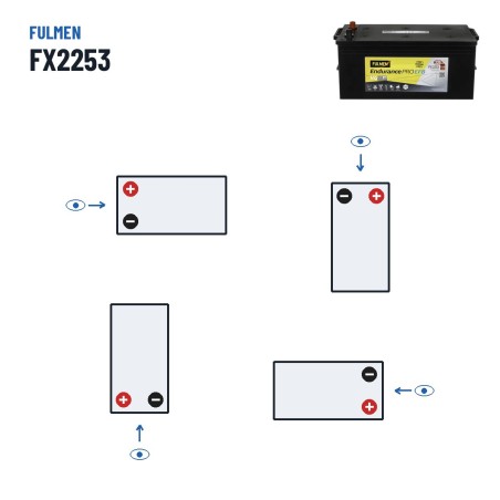 LKW-Batterie Fulmen FX2253 12V 225Ah 1150A EFB – Polarität (Schaltung 3)